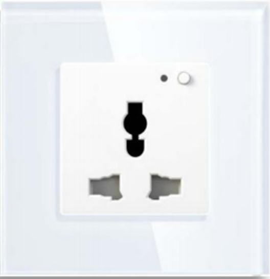 Tuya 13A Multifunction WiFi Smart Wall Socket, Universal Plug Design, Tempered Glass, App Control, Alexa & Google Compatible, 100-240V, Sleek Finish